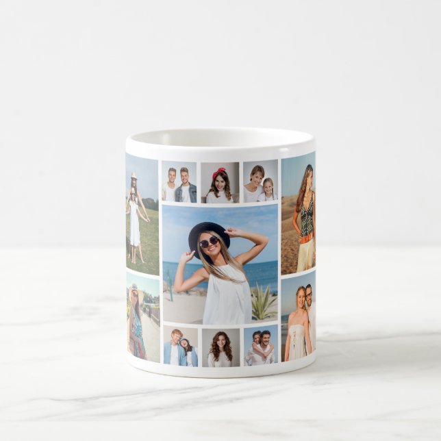 Caneca De Café Crie Sua Própria Colagem de 11 Fotos (Centro)