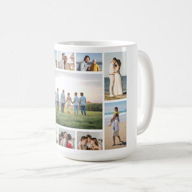 Caneca De Café Crie Sua Própria Colagem de 11 Fotos (Frente Esquerda)