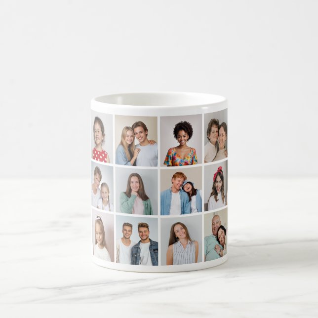 Caneca De Café Crie Sua Própria Colagem de 12 Fotos (Centro)