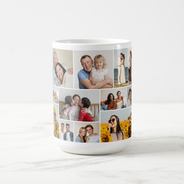 Caneca De Café Crie Sua Própria Colagem de 12 Fotos  (Centro)