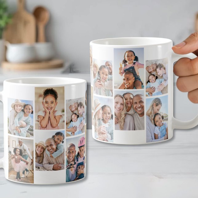 Caneca De Café Crie sua própria colagem de 14 fotos (Create your Own 14 Photo Collage Coffee Mug)