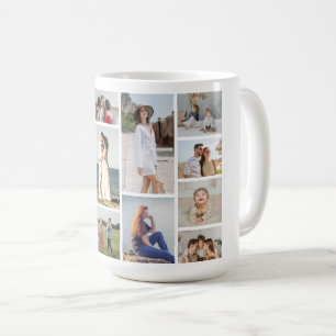 Caneca De Café Crie Sua Própria Colagem de 15 Fotos