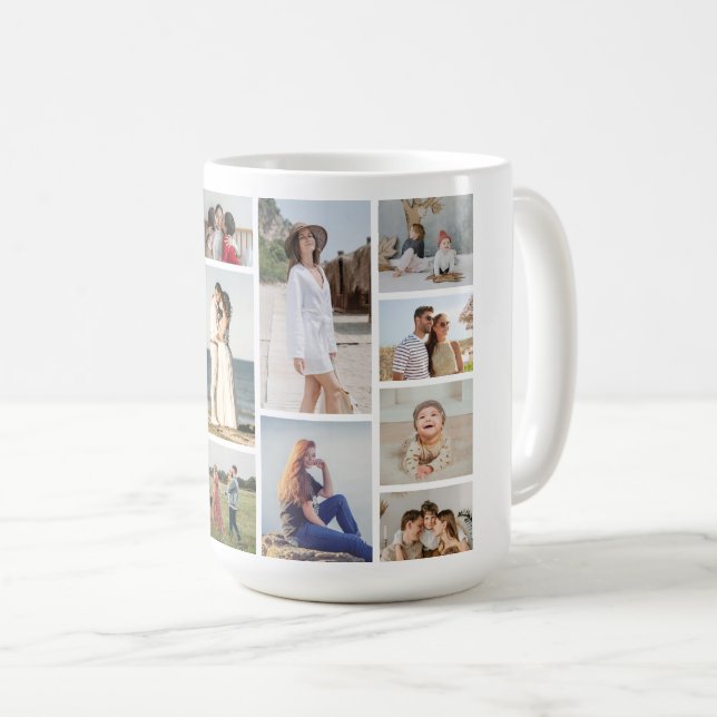 Caneca De Café Crie Sua Própria Colagem de 15 Fotos (Frente Esquerda)