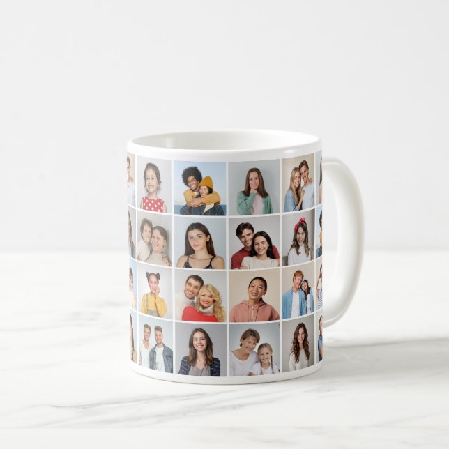 Caneca De Café Crie Sua Própria Colagem de 36 Fotos (Frente Esquerda)