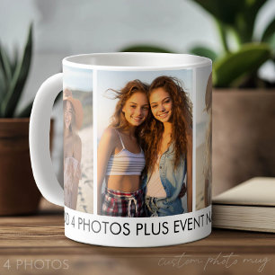 Caneca De Café Crie Sua Própria Colagem de 4 Fotos - Moderno, Min