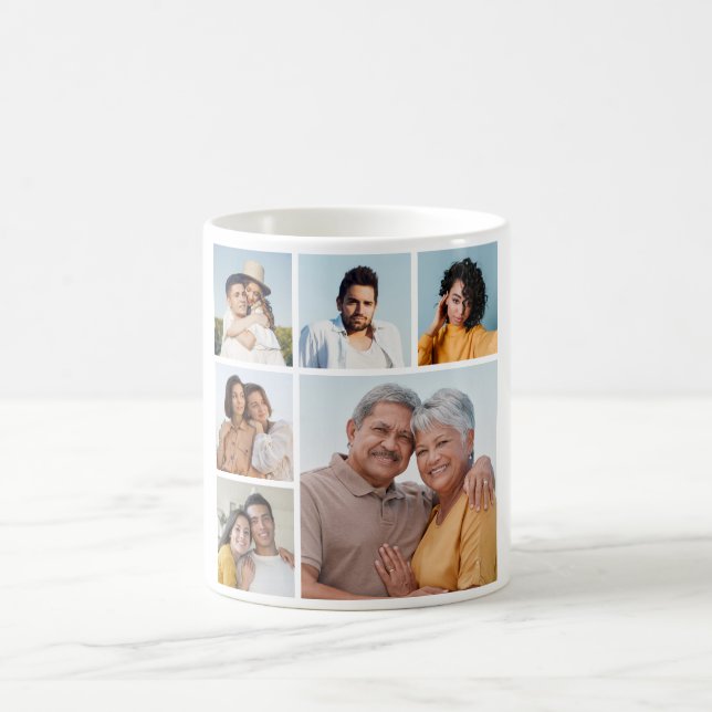 Caneca De Café Crie Sua Própria Colagem de 6 Fotos  (Centro)