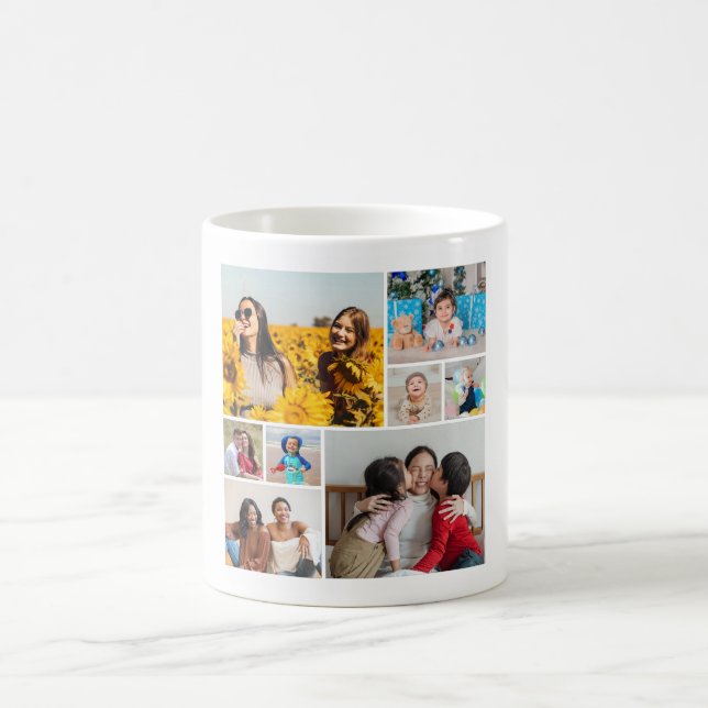 Caneca De Café Crie sua própria colagem de 8 fotos (Centro)
