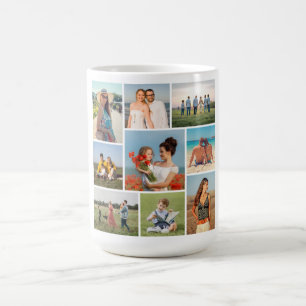 Caneca De Café Crie Sua Própria Colagem de 9 Fotos