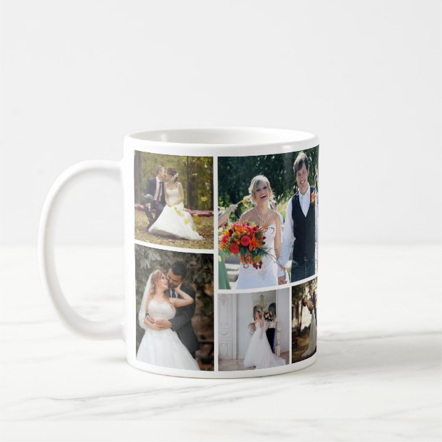 Caneca De Café Crie Sua Própria Colagem De Casamento Fotográfico  (Esquerda)