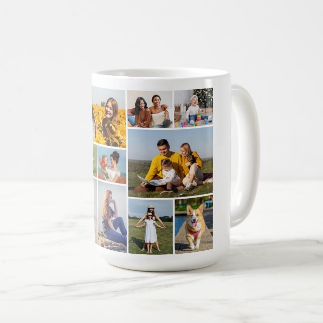 Caneca De Café Crie Sua Própria Colagem De Fotos 12 (Frente Esquerda)