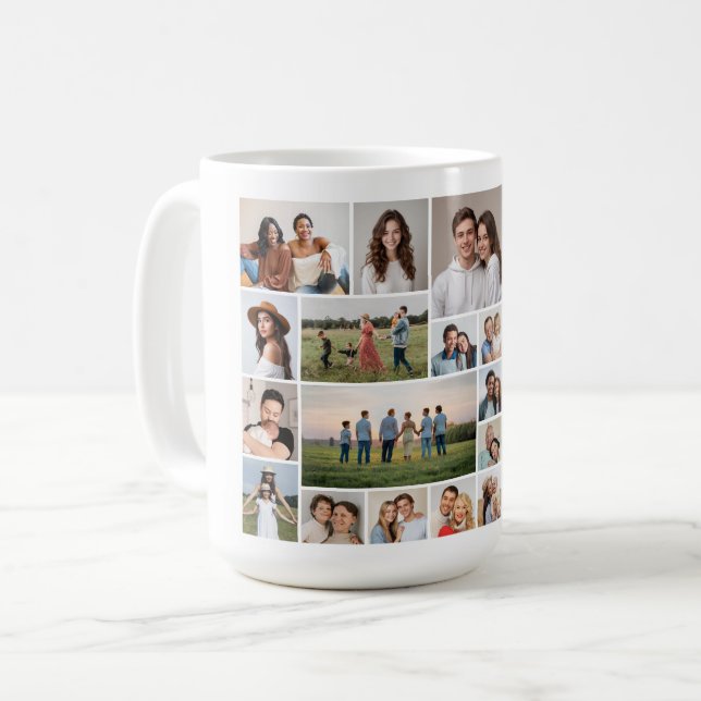 Caneca De Café Crie sua própria colagem de fotos 20 (Frente Esquerda)