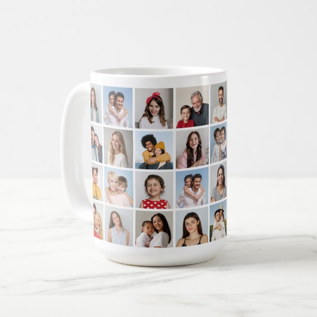 Caneca De Café Crie Sua Própria Colagem De Fotos 32 (Frente Esquerda)