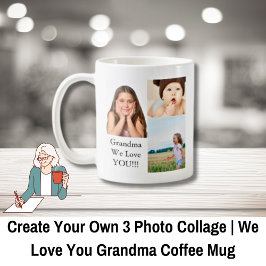 Caneca De Café Crie sua própria colagem de fotos 3 | Nós Amamos A