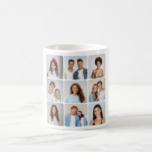 Caneca De Café Crie Sua Própria Colagem de Fotos com 9 Cantos Arr