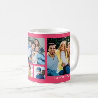 Caneca De Café Crie Sua Própria Colagem de Fotos de Família 5 Ros