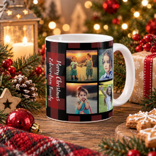 Caneca De Café Crie sua própria colagem de fotos de Natal da famí