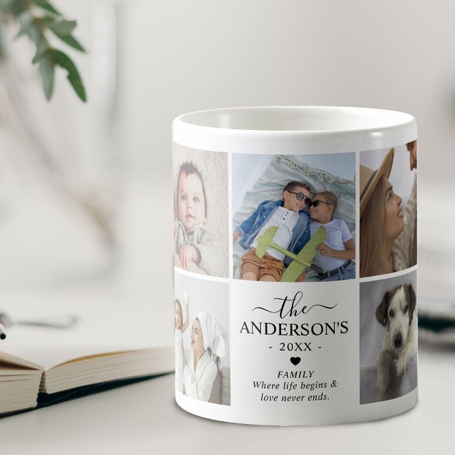 Caneca De Café Crie Sua Própria Colagem de Fotos e Texto (Criador carregado)