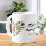 Caneca De Café Crie sua própria colagem de fotos em forma de cora<br><div class="desc">Crie a sua própria caneca personalizada em forma de coração,  com foto de colagem em forma de família,  apresentando suas fotos favoritas em uma grade de fotos em forma de coração amoroso. Adicione seu texto personalizado à tipografia moderna minimalista.</div>