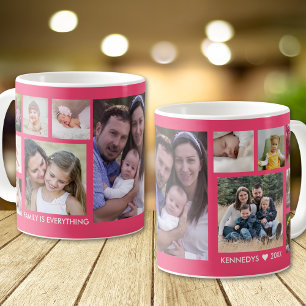 Caneca De Café Crie Sua Própria Colagem Fotográfica Da Família 13