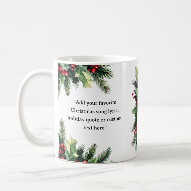 Caneca De Café Crie Sua Própria Cotação Natal Floral Botânico (Esquerda)