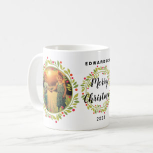 Caneca De Café Crie sua própria foto de família Natal Feliz