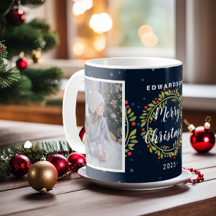 Caneca De Café Crie sua própria foto de família Natal Feliz