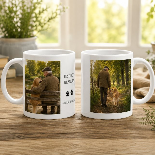 Caneca De Café Crie sua própria foto monogramada do Melhor avô de (Create your own Best dog grandpa monogrammed photo Coffee Mug. You can add your own photos.
)