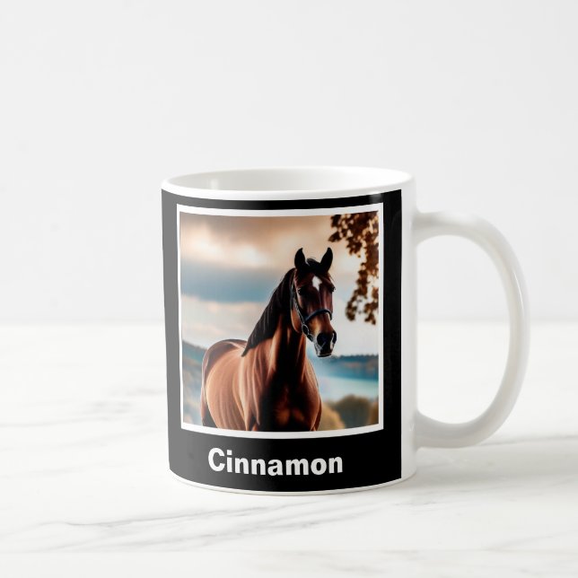 Caneca De Café Crie sua própria foto personalizada de cavalo (Direita)