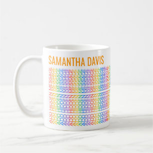Caneca De Café Crie Sua Própria Mensagem Oculta & Nome em Arco-Ír