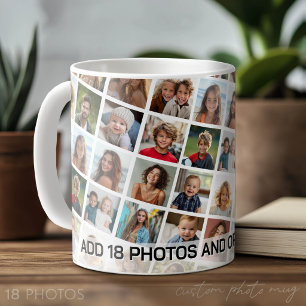 Caneca De Café Crie um Padrão de Colagem de Fotos Personalizado -
