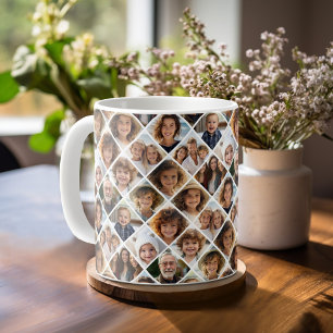 Caneca De Café Crie uma Colagem de Fotos Personalizada com 12 Fot
