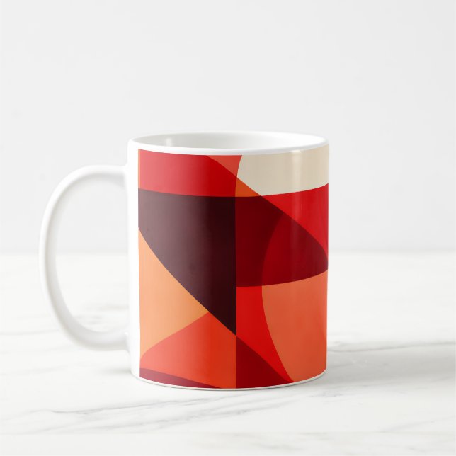 Caneca De Café Crimson Ember Geometric Abstract (Esquerda)