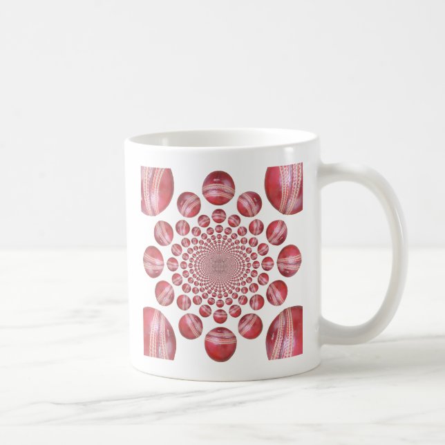Caneca De Café Crimson Vortex: Linda Bola de Críquete Vermelho (Direita)