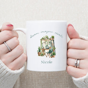 Caneca De Café Crio de Imaginação do Sonho de Cotação Motivaciona