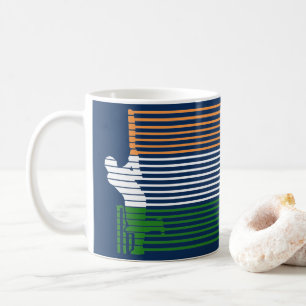 Caneca De Café Críquete da Índia com Linhas de Bandeira da Índ
