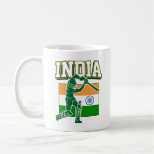 Caneca De Café Críquete da Índia com Presente de Bandeira da Índi