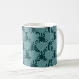 Caneca De Café Críquete de Arte Deco - Soja Azul-Pavão-Luz