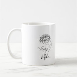 Caneca De Café Crisântemo de Nascimento Personalizado de Novembro