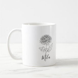 Caneca De Café Crisântemo de Nascimento Personalizado de Novembro