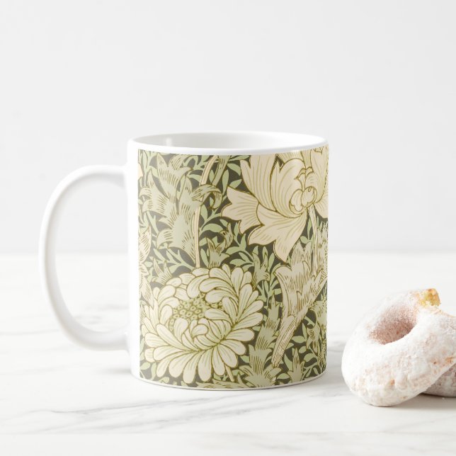 Caneca De Café Crisântemo por William Morris, Arte Antiga (Com Donut)