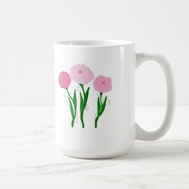 Caneca De Café Crisântemos Rosa (Direita)