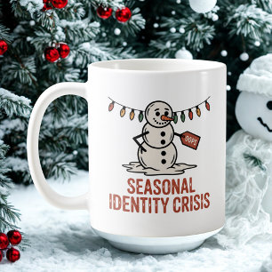 Caneca De Café Crise de Identidade Sazonal   Boneco de Neve Derre
