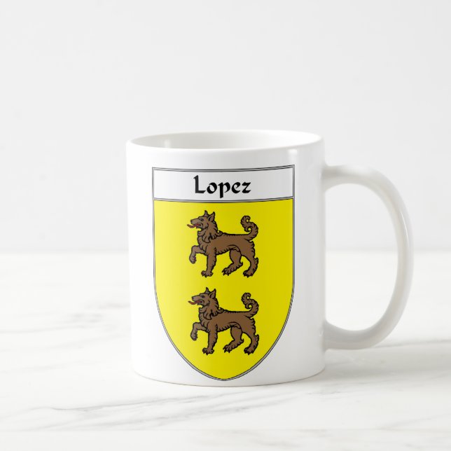 Caneca De Café Crista da brasão/família de López (Direita)