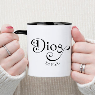 Caneca de Café Cristã em Espanhol Deus É Fiel