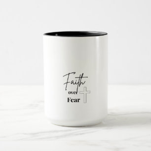 Caneca de Café Cristã Fé Sobre Medo