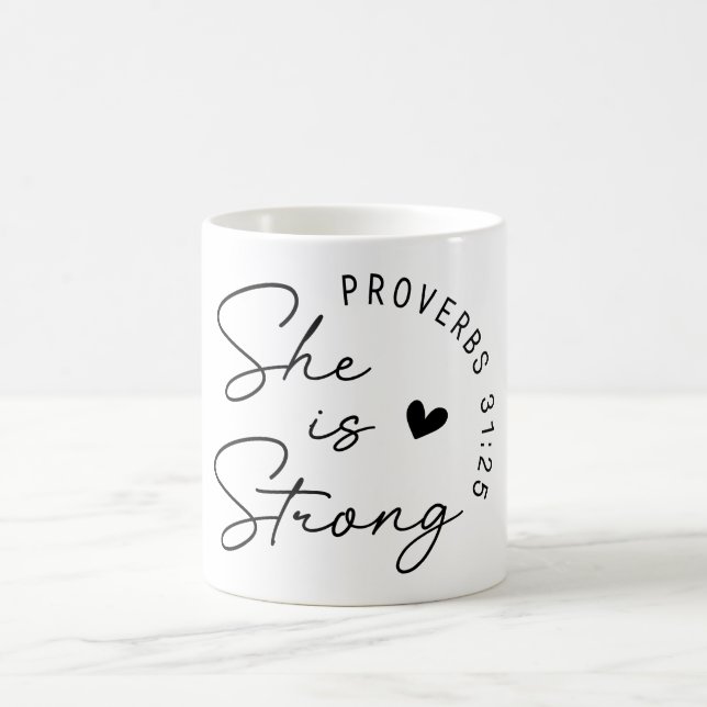 Caneca De Café Cristã Inspiradora Ela É Forte (Centro)