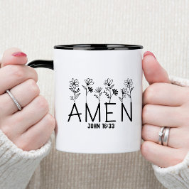 Caneca de café cristã versículo bíblico Amém