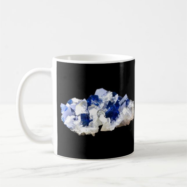 Caneca De Café Cristal de Fluorita Azul Profundo Transparente Nat (Esquerda)