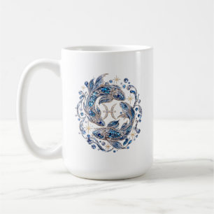 Caneca De Café Cristal de Prata Peixes Zodíaco