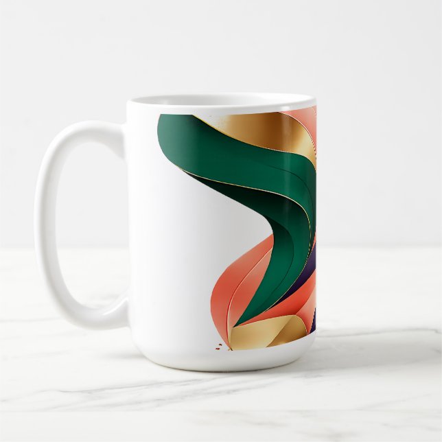 Caneca De Café Cristal Geométrico Vibrante e Abstrato de Fita (Esquerda)